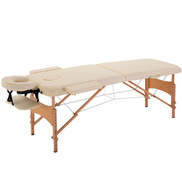 Draagbare massagetafel - Inklapbare massagetafel | Kleur: Bruin | Afmetingen: 60x185x61-87 cm