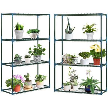 Plantenrek set van 2 - 4 etages | Kleur: Groen | Afmetingen: 27x70x110 cm