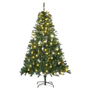 Kunstkerstboom 180 cm met 200 leds en kerstballen | Kleur: Groen | Afmetingen: 112x112x180 cm