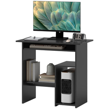 Computerbureau - Compact bureau met opbergruimte | Kleur: Zwart | Afmetingen: 45x80x75 cm