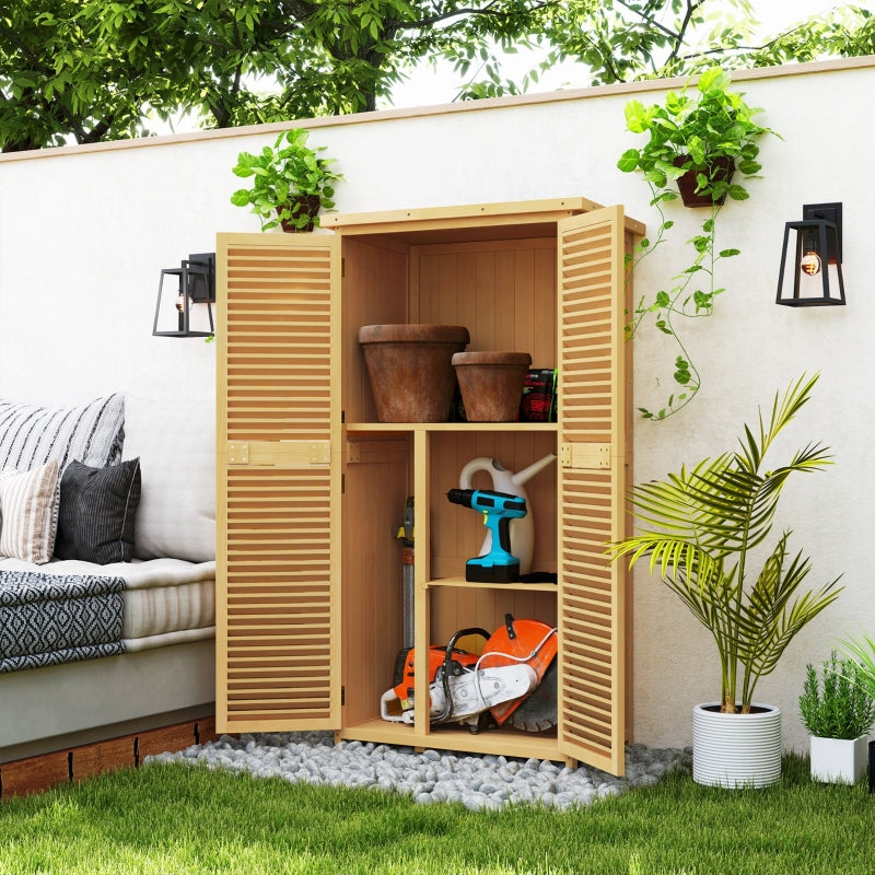 Weerbestendige houten tuinkast met bitumendak | Kleur: Bruin | Afmetingen: 46.5x87x160 cm