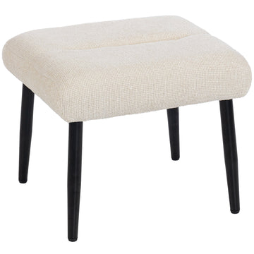 Witte voetenbank - Chenille kruk met stalen poten | Kleur: Wit | Afmetingen: 41x45x38 cm
