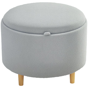 Grijze opbergbank met teddyfleece en omkeerbaar dienblad | Kleur: Grijs | Afmetingen: 56x56x42 cm