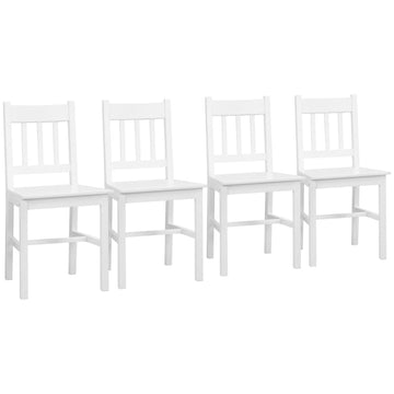 Set van 4 eetkamerstoelen - Houten stoelen | Kleur: Wit | Afmetingen: 46.5x41x85.5 cm