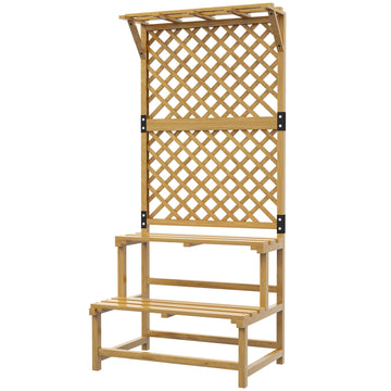 Plantenstandaard met trellis en dak | Kleur: Geel | Afmetingen: 75x50x166 cm
