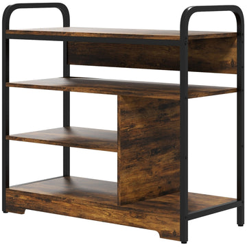 4-laags schoenenrek - Open schoenenrek | Kleur: Bruin-Zwart | Afmetingen: 70x30x65 cm