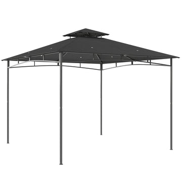 Tuinpaviljoen 3x3 m met dubbeldak | Kleur: Donkergrijs | Afmetingen: 300x300x285 cm
