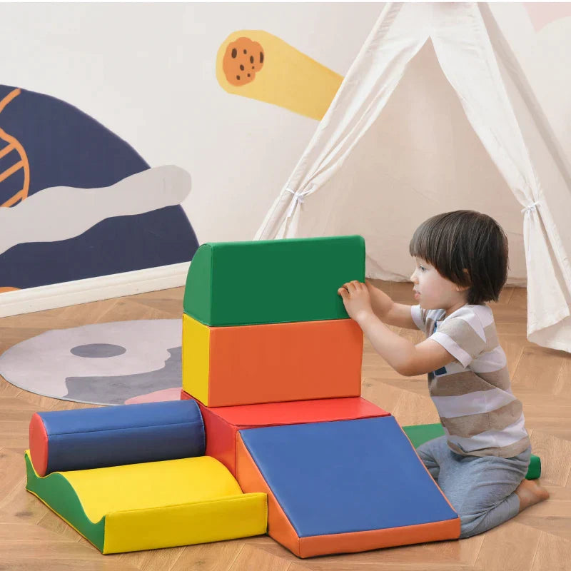 Zachte bouwblokkenset voor kinderen - 7 foam blokken | Kleur: Veelkleurig