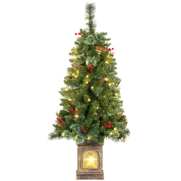 Kunstkerstboom 120 cm met 100 LED's, 8 modi | Kleur: Groen | Afmetingen: 56x56x120 cm