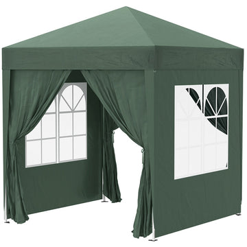Vouwpaviljoen 2x2 m - Partytent met zijwanden | Kleur: Donkergroen | Afmetingen: 200x200x240 cm