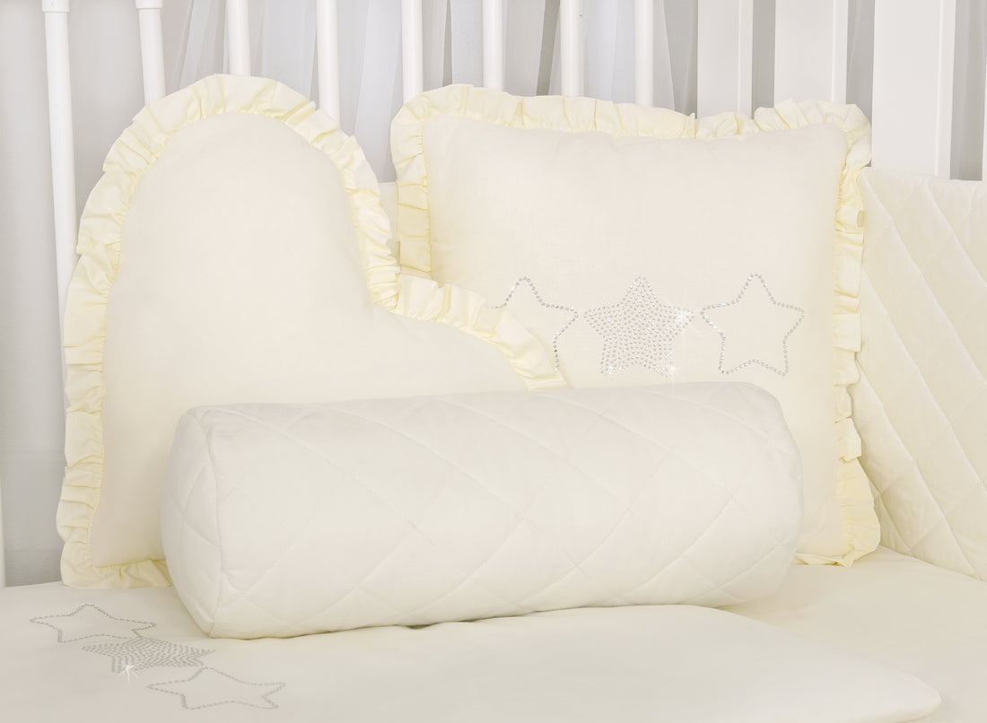 Hjärtformad kudde - dekorativ kudde - bra stöd, 100% bomull, 35x45 cm, krämfärgad