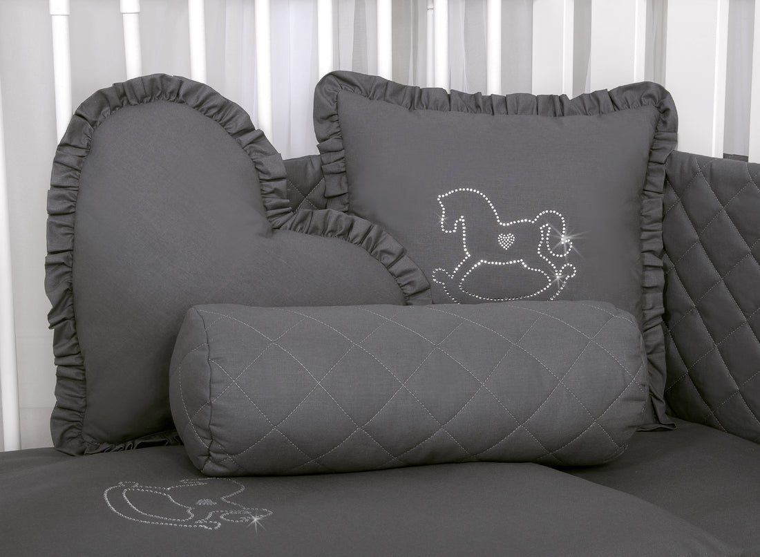 Hjärtformad kudde, dekorativ kudde, bekväm fyllning, dekorativ, antracit, bomull