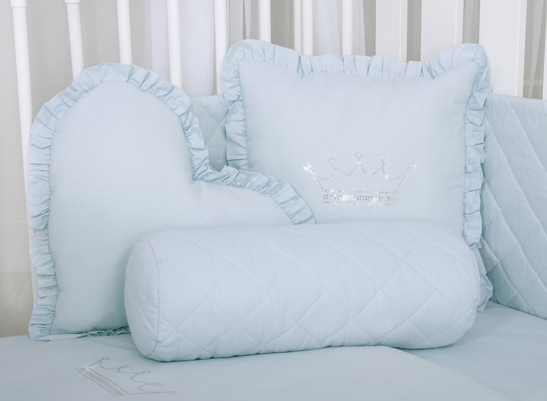 Rullkudde - dekorativ kudde - optimalt stöd och andningsbar bomull, blå, Ø14x42cm