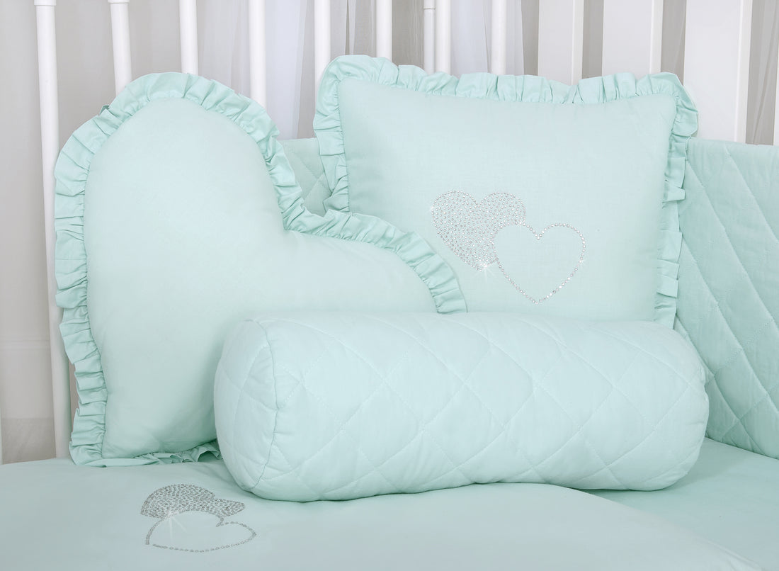 Dekorativ kudde i rulle - dekorativ rulle - bra stöd - quiltad bomull - mintgrön
