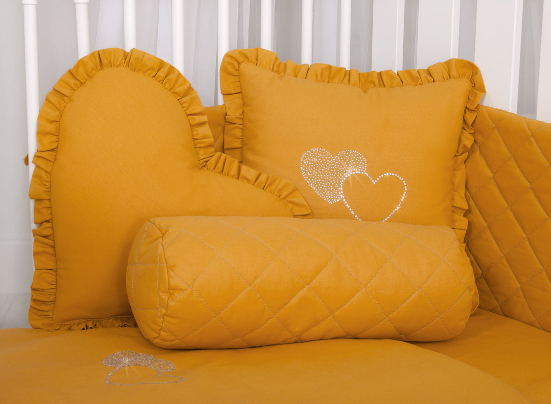 Kudde - dekorativ kudde - optimalt stöd - honungsgul - quiltad bomull