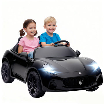 Maserati elektrische kinderauto 2-zitter met afstandsbediening | Kleur: Zwart | Afmetingen: 72x120x50 cm