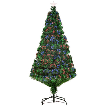 Kunstkerstboom met LED-vezeloptiek, groen, 150 cm | Kleur: Groen | Afmetingen: 75x75x150 cm