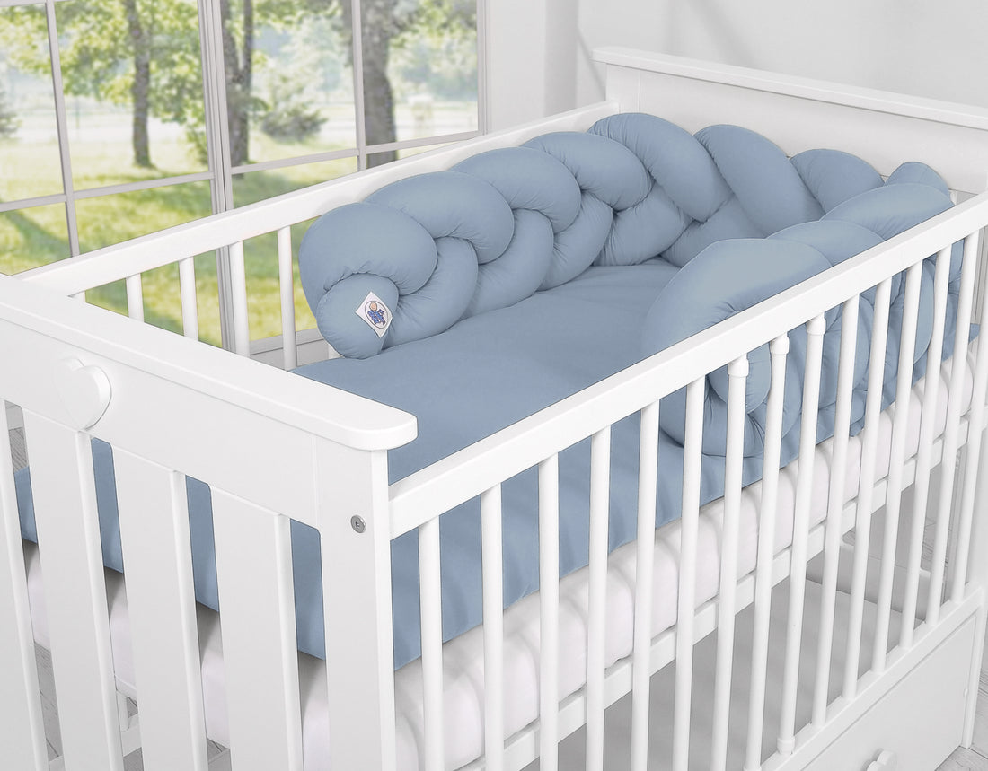 Knutstötfångare, flätad sängstötfångare, extra mjuk – skyddar mot stötar och klämskador