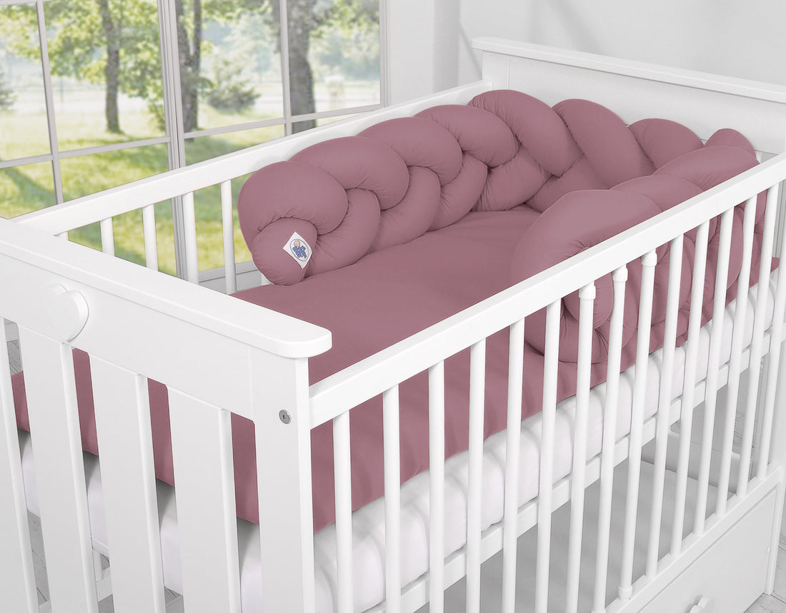 Knappöverdrag - spjälsängsskydd - andningsbart och extra mjukt, 100 % bomull, pastelllila