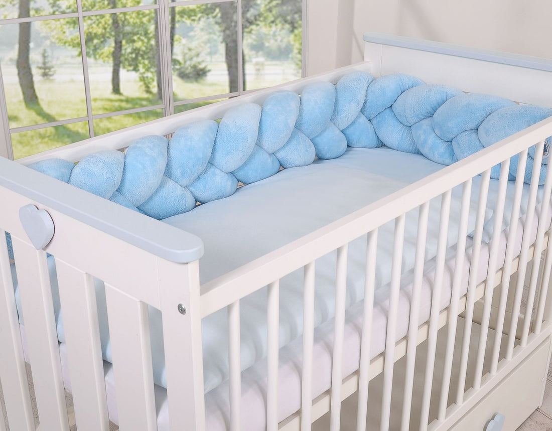 Flätad knuthorn - spjälskydd - mjuk mink, bekväm och säker, 180 cm, blå