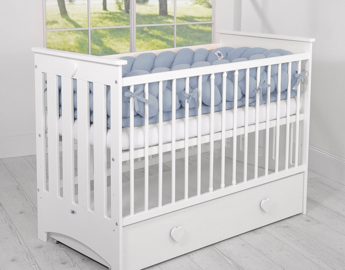 Knutskydd XXL - knuten sängskydd - andningsbar och extra mjuk - pastellblå - 100% bomull