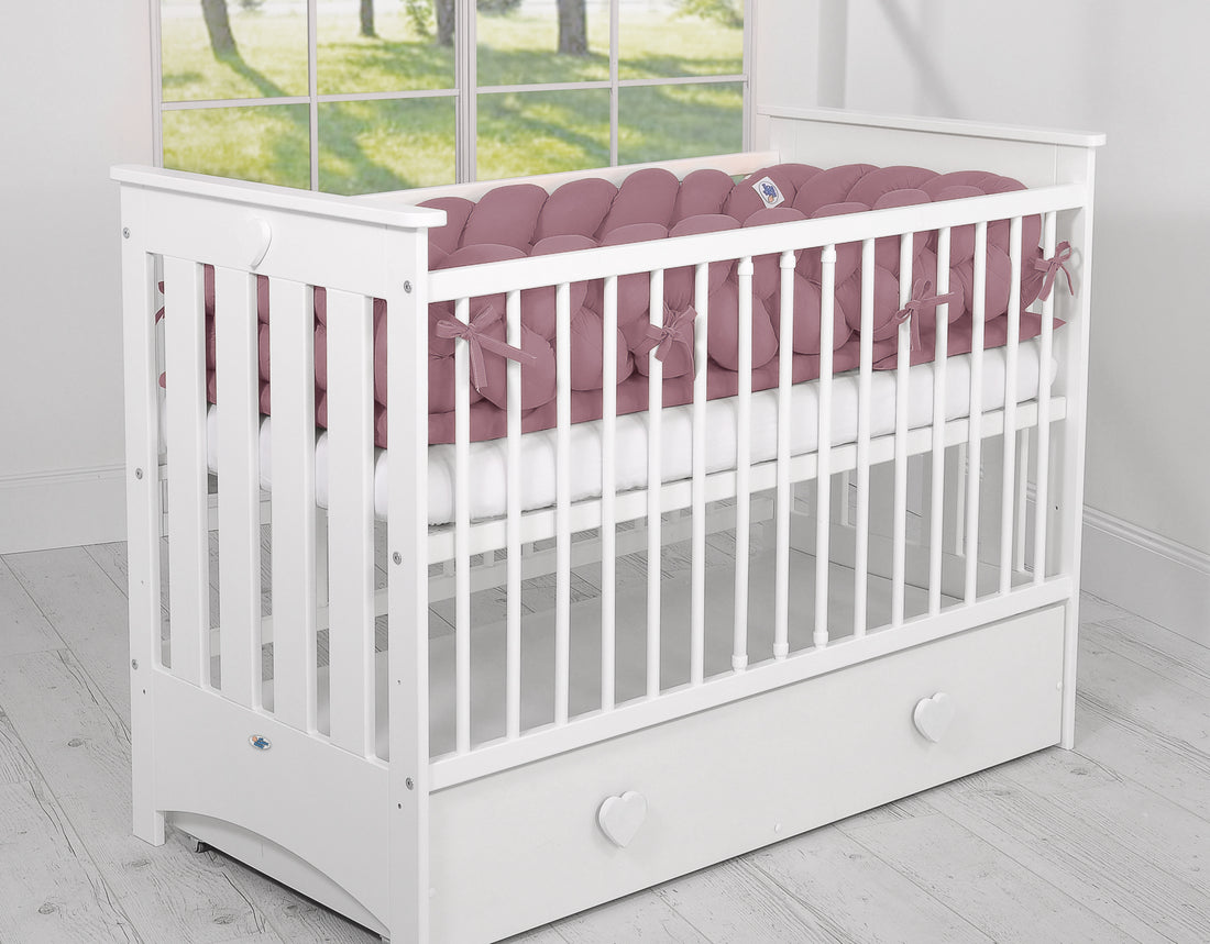 Knutskydd XXL - flätad sängkant - optimalt skydd för babysäng, 100 % bomull, andningsbar