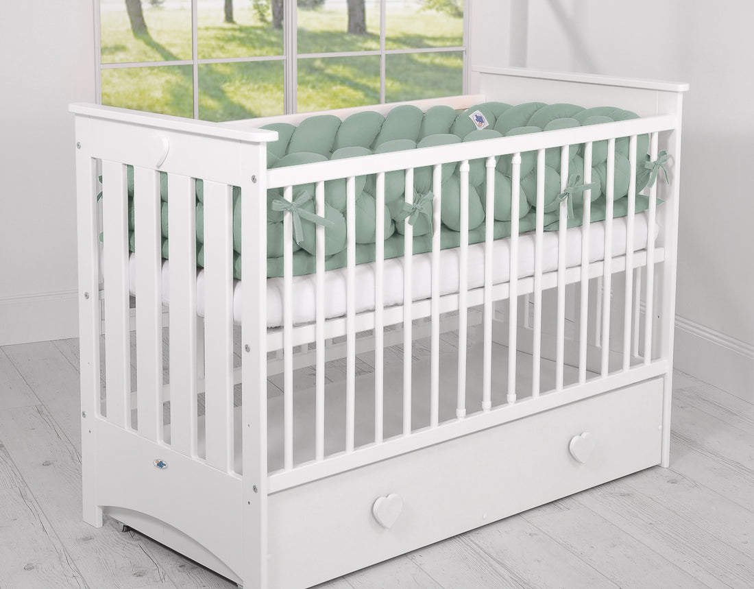 XXL-Bettumrandung, geflochten, besonders atmungsaktiv – 100 % Baumwolle – Pastellgrün