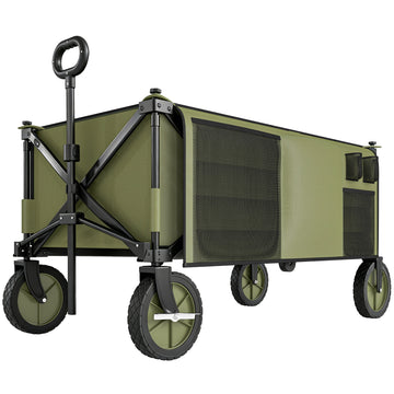 Opvouwbare bolderkar met 5 zijvakken, 120 kg | Kleur: Groen | Afmetingen: 55x108x93 cm