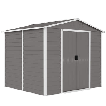 Metalen tuinschuur - Gereedschapsschuur | Kleur: Grijs en wit | Afmetingen: 206x240x198 cm