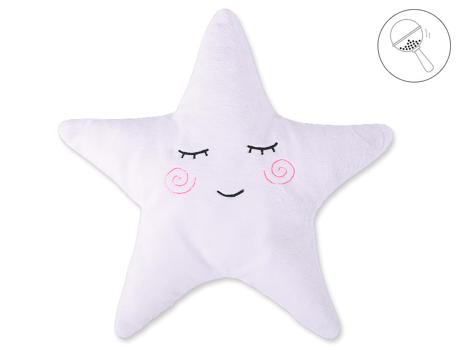 Baby kussen - knuffelkussen - met rammelaar, ademend & zachte minky fleece