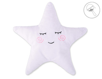 Baby kussen - knuffelkussen - met rammelaar, ademend & zachte minky fleece