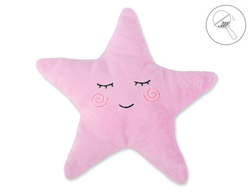 Babykussen, knuffelkussen, extra zacht minky fleece voor optimaal comfort - met rammelaar - roze