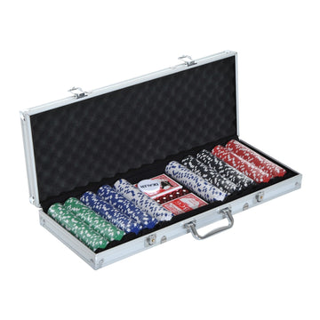 Pokerkoffer met 500 chips | Kleur: meerkleurig | Afmetingen: 22x55.5x6.5 cm
