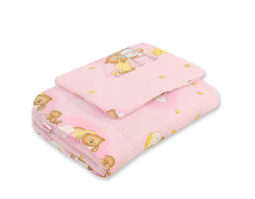 2-delige babybeddenset - bedgoed - zacht & vormvast, ideaal voor wieg/kinderwagen, roze teddyberen