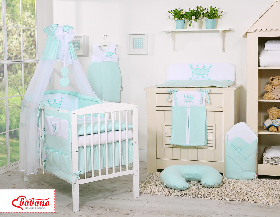 Barnsängset, spjälsängset inklusive baldakin - komplett set - lyxigt utseende