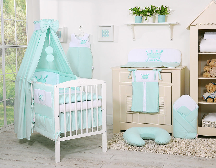 5-delige beddenset - wiegset - inclusief hemel, strik & decoratie, 100% katoen