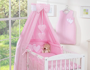 Babylagingset 5-delig, babybeddengoed, rustgevende slaap met canopy en zachte katoen