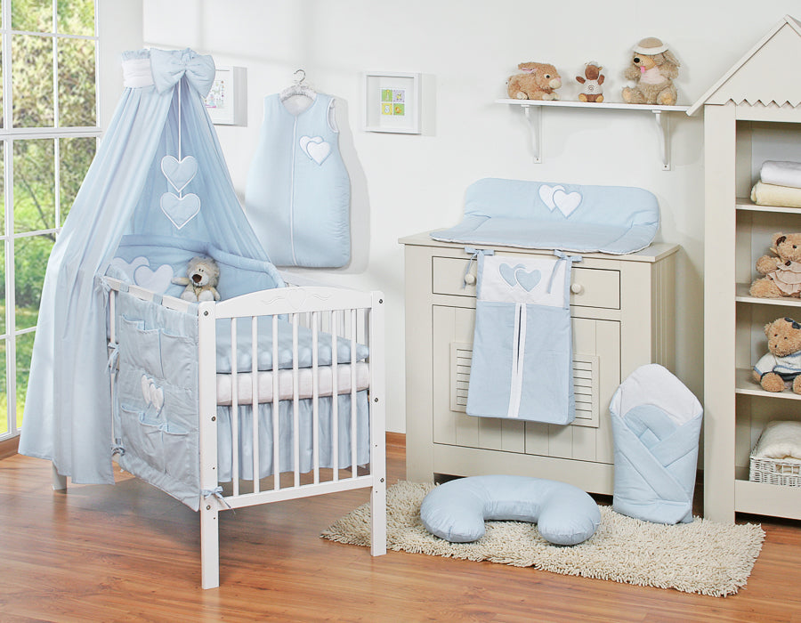 Tygbaldakin, tygbaldakin, skydd mot ljus och drag - Hängande hjärtan blå