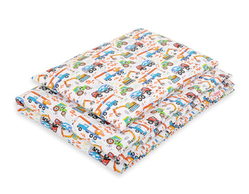 Baby beddengoed set, wiegset – 100% katoen, huidvriendelijk, bouwplaats ontwerp, 2-delig