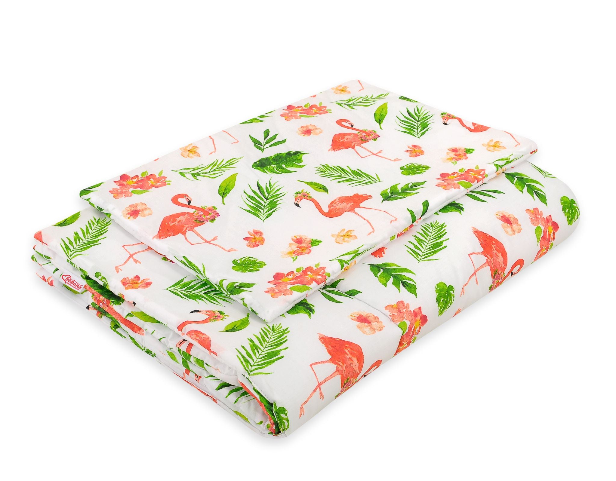 2-delige beddengoedset - dekbedset - extra zacht, ademend katoen, 135x100 cm, koraalroze flamingo's