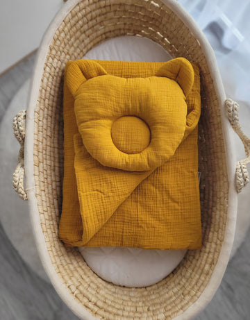 2-delige babybeddenset - deken & kussen - ademend muslin katoen, ideaal voor zomer