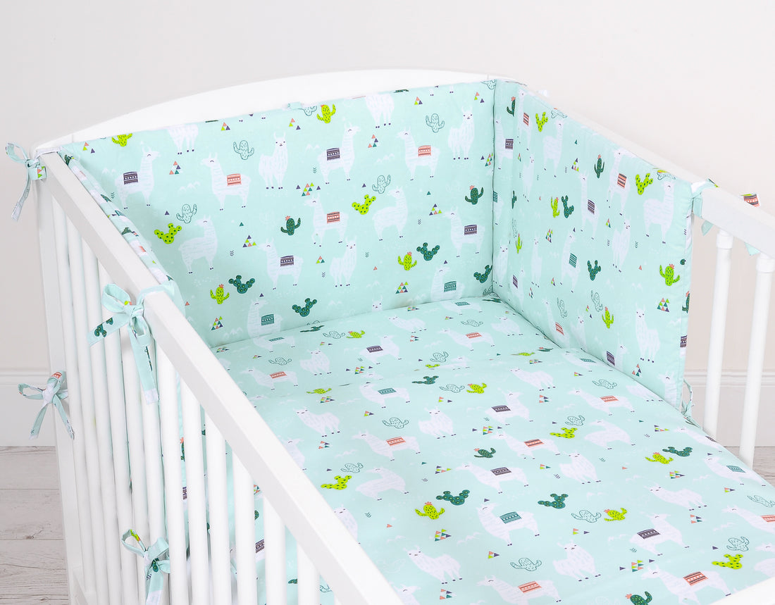 Babybett-Reibungsschutz – Bettumrandung – Besonders sicher &amp; antiallergisch – Lama Mint