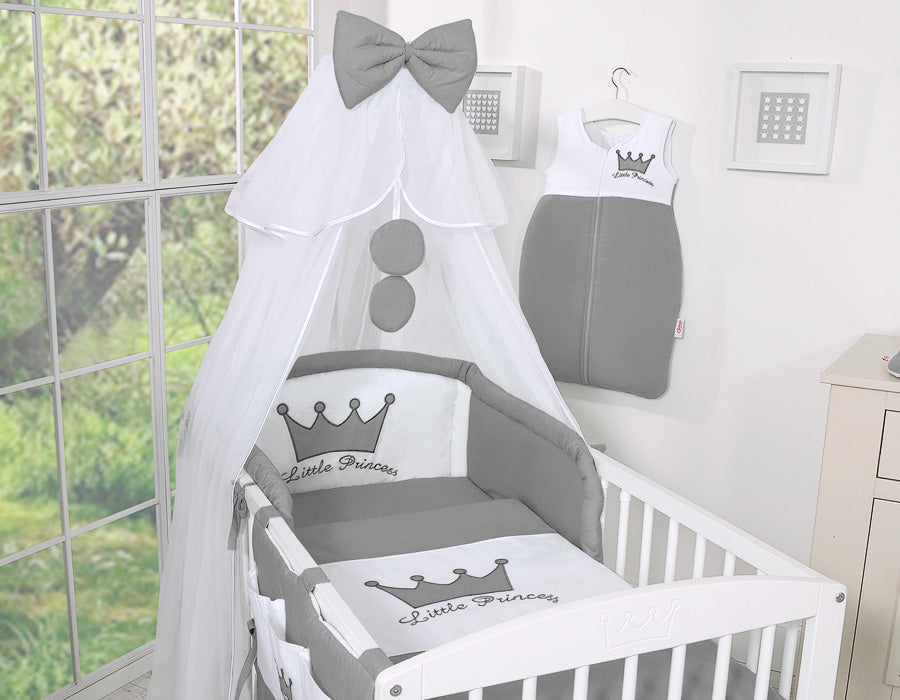 5-delige kinderbeddenset - baby bedset - met muggennet, antraciet, beschermt tegen insecten
