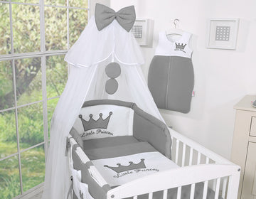 5-delige kinderbeddenset - baby bedset - met muggennet, antraciet, beschermt tegen insecten