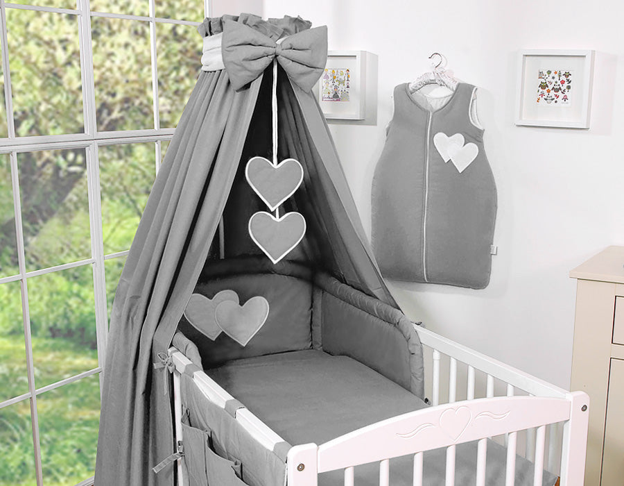 Beddengoed set 5-delig - babybed set - huidvriendelijk katoen, met hemel – Hanging Hearts