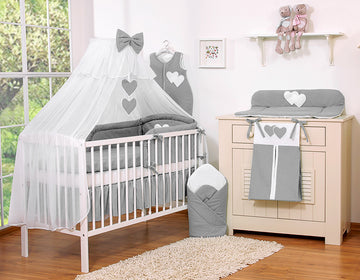 5-delige baby beddenset - wiegset - 100% katoen, met klamboe tegen muggen