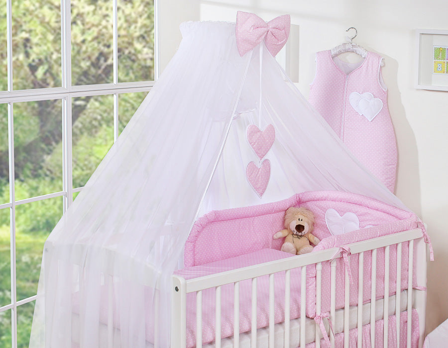 5-delige babybeddenset met klamboe - beddengoedset - huidvriendelijk katoen voor veilige nachtrust