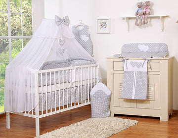 5-delige baby beddenset – wiegset – huidvriendelijk & comfortabel slapen – Hanging Hearts