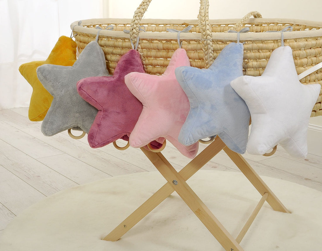 Baby muziekdoosje – muziekmobiel – rustgevende melodie voor baby’s – pastel violet – Minky-stof