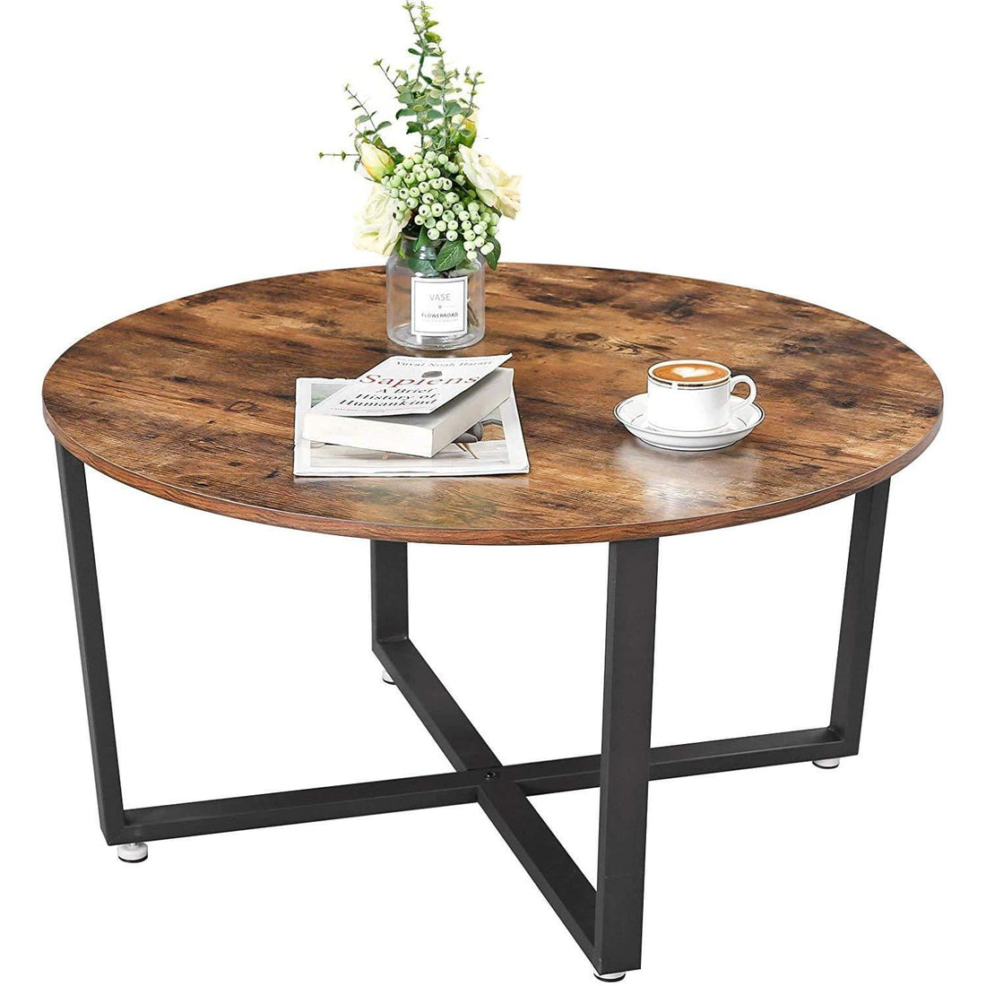 Ronde salontafel - industriële stijl - bijzettafel - 88 x 88 x 47 cm